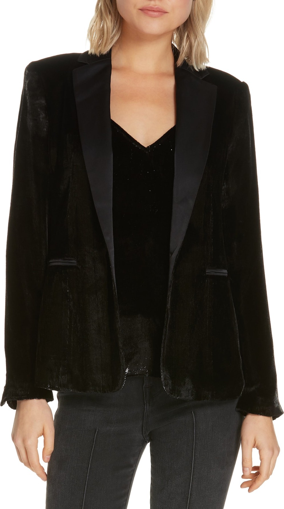 FRAME DENIM Metallic Satin Blazer