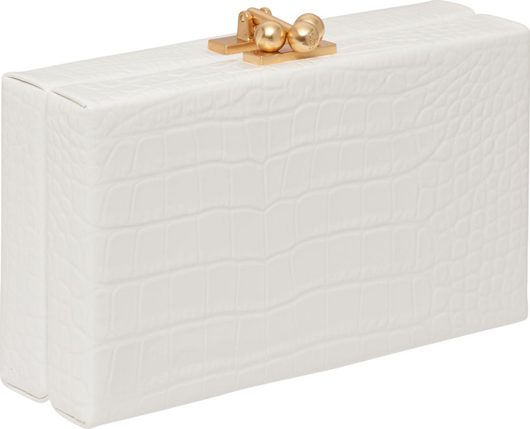 Edie Parker Jean Croc-Embossed Box Clutch Bag