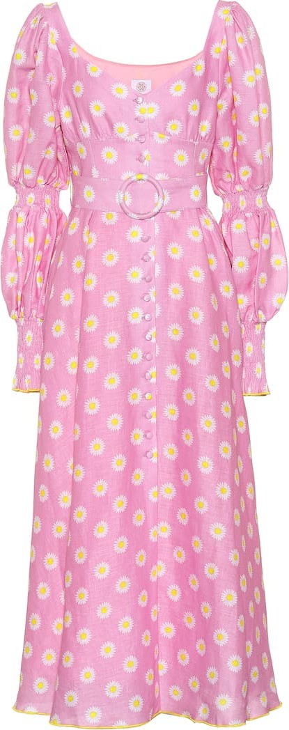 Gül Hürgel Floral linen midi dress