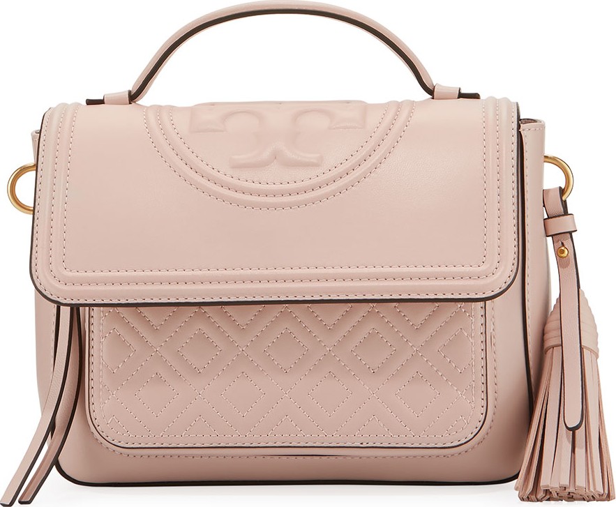 Tory Burch Fleming Stitched Leather Satchel Bag