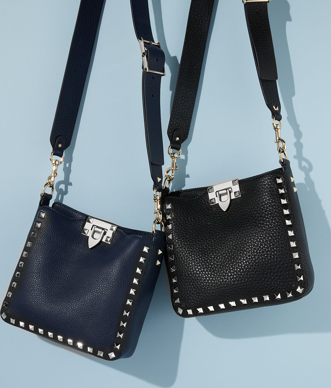 Valentino Rockstud Mini Vitello Stampa Leather Hobo Bag