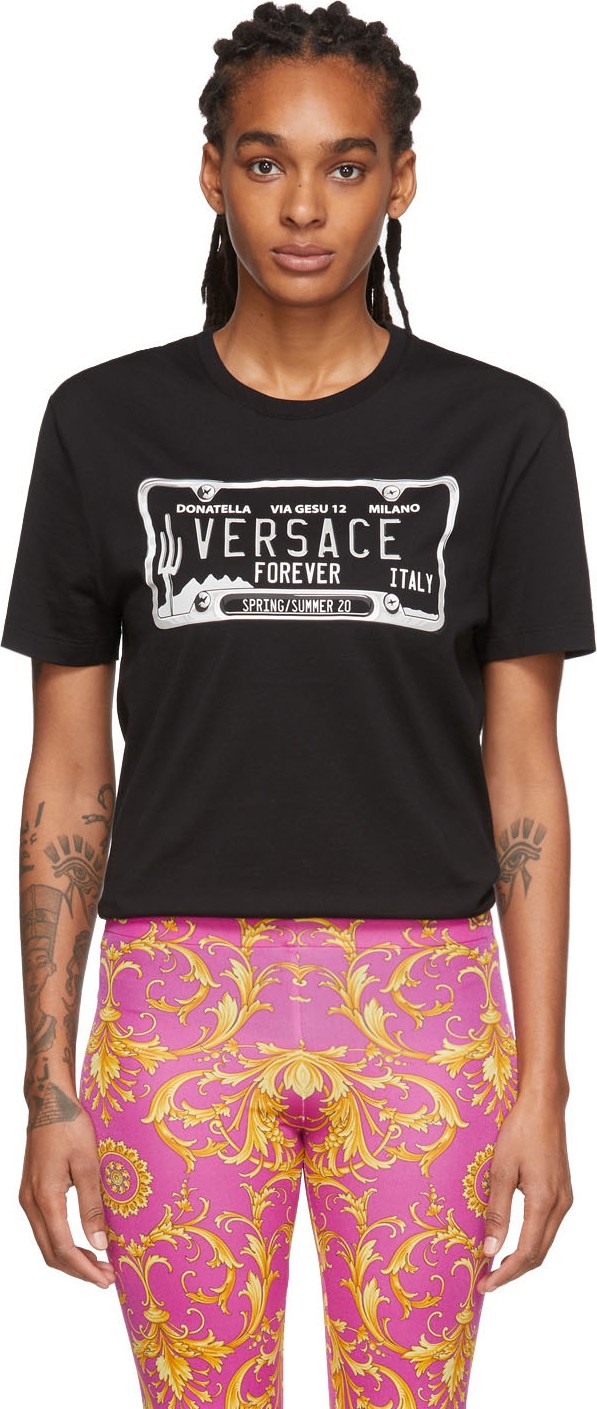 Versace Black License Plate T-Shirt