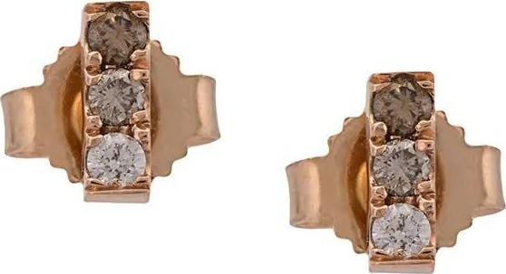 Eva Fehren rose gold Line diamond studs
