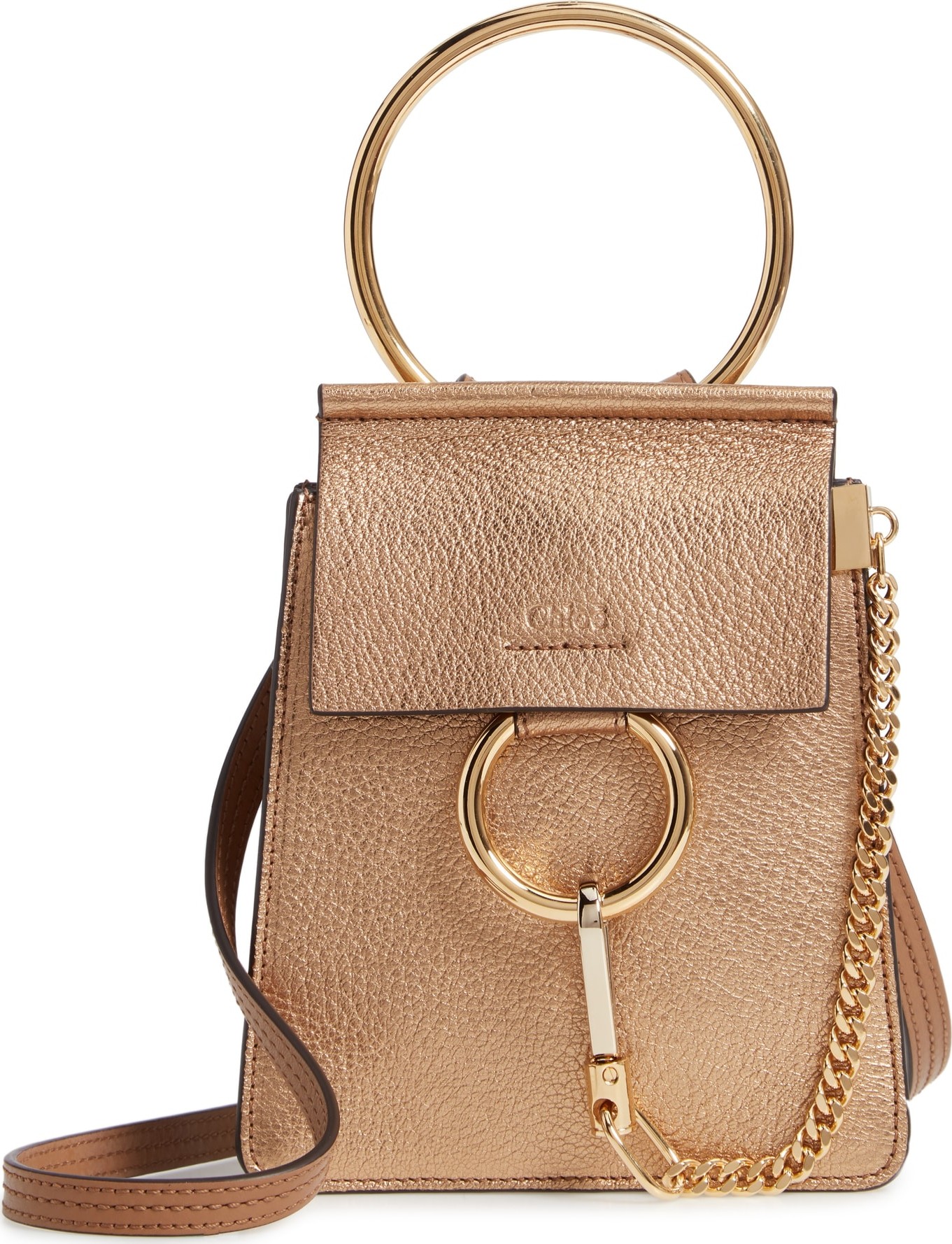 Chloe Faye Small Metallic Leather Bracelet Bag