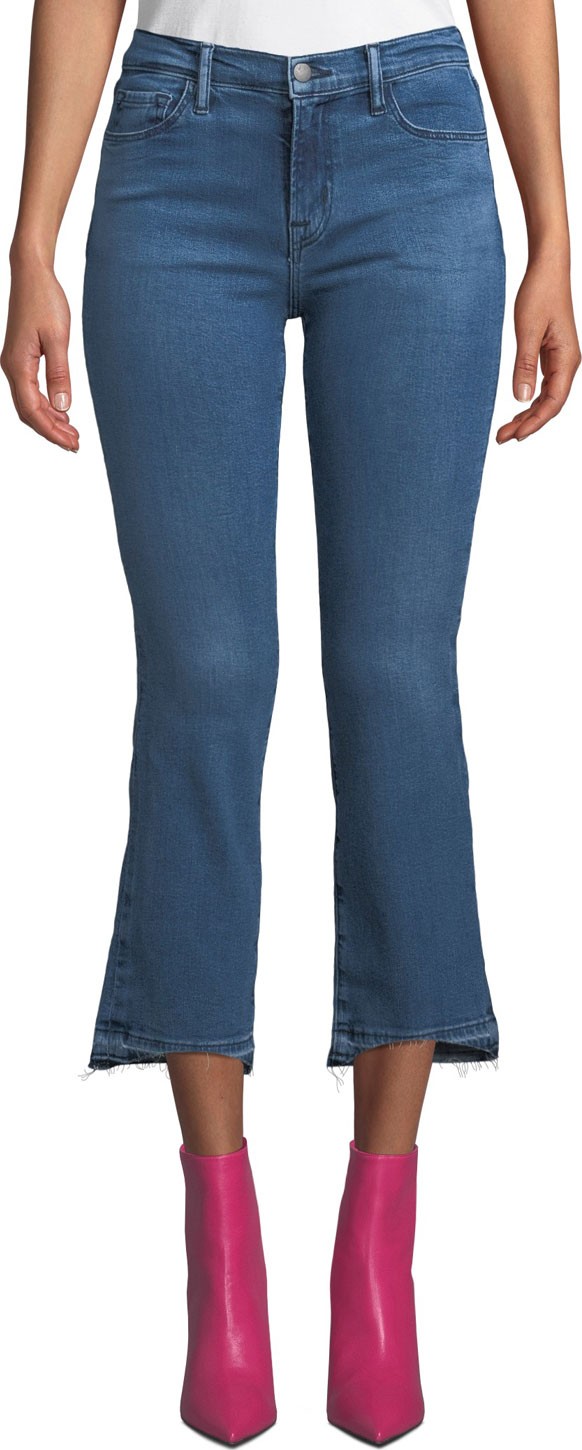 J BRAND Selena Mid-Rise Cropped Boot-Cut Jeans with Released Hem