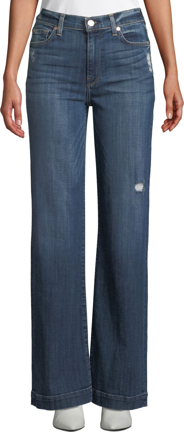 7 For All Mankind Alexa Distressed Wide-Leg Jeans