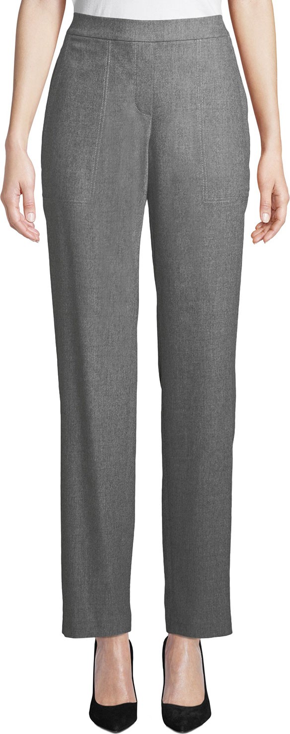 Lafayette 148 New York Fulton High-Waist Straight-Leg Italian Flannel Pants