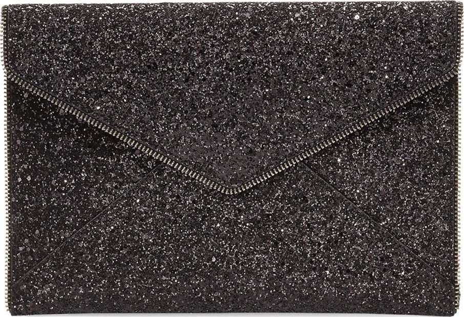 Rebecca Minkoff Leo Glitter Clutch Bag, Black