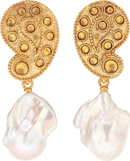 Oscar De La Renta Baroque pearl clip-on earrings
