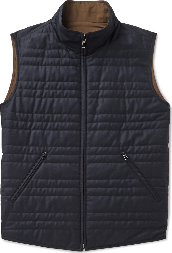 Loro Piana Marlin Reversible Quilted Rain System Microfibre and Virgin Wool-Blend Gilet