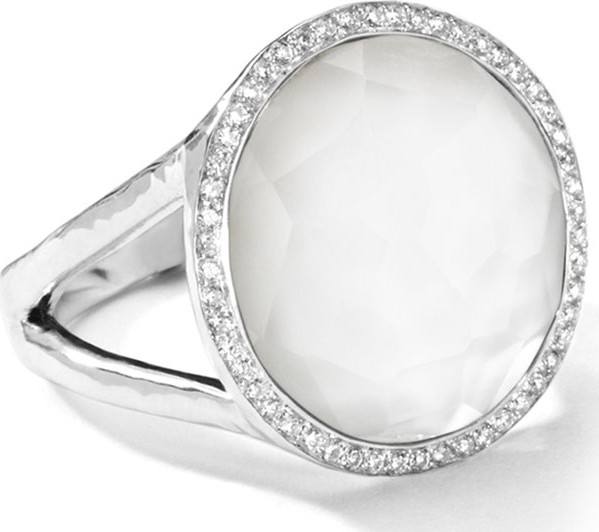 IPPOLITA Stella Lollipop Ring in Mother-of-Pearl Doublet with Diamonds, 0.23