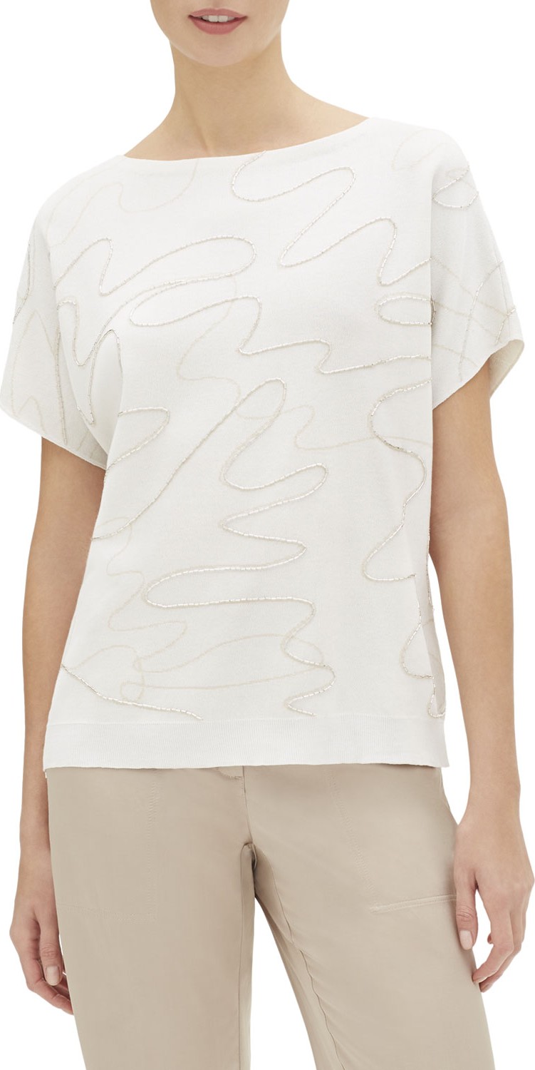 Lafayette 148 New York Relaxed Dolman-Sleeve Double Jacquard Sweater