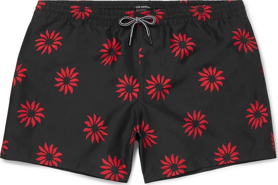 Club Monaco Mid-Length Printed Swim Shorts