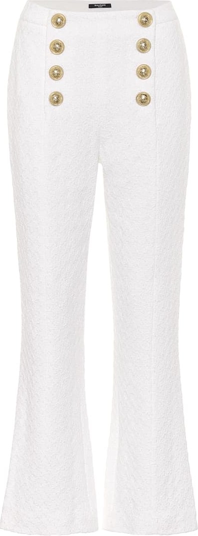 Balmain High-rise cropped cotton-blend pants