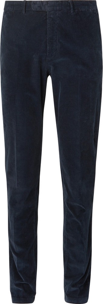 Boglioli Midnight-Blue Slim-Fit Stretch-Cotton Corduroy Suit Trousers