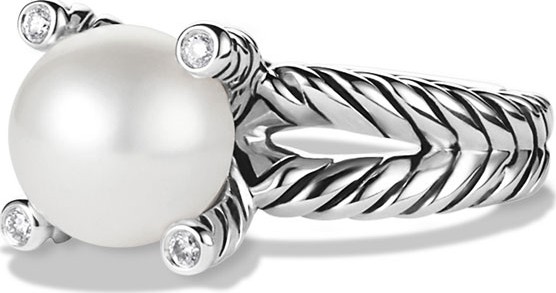 David Yurman Cable Pearl Ring with Diamonds