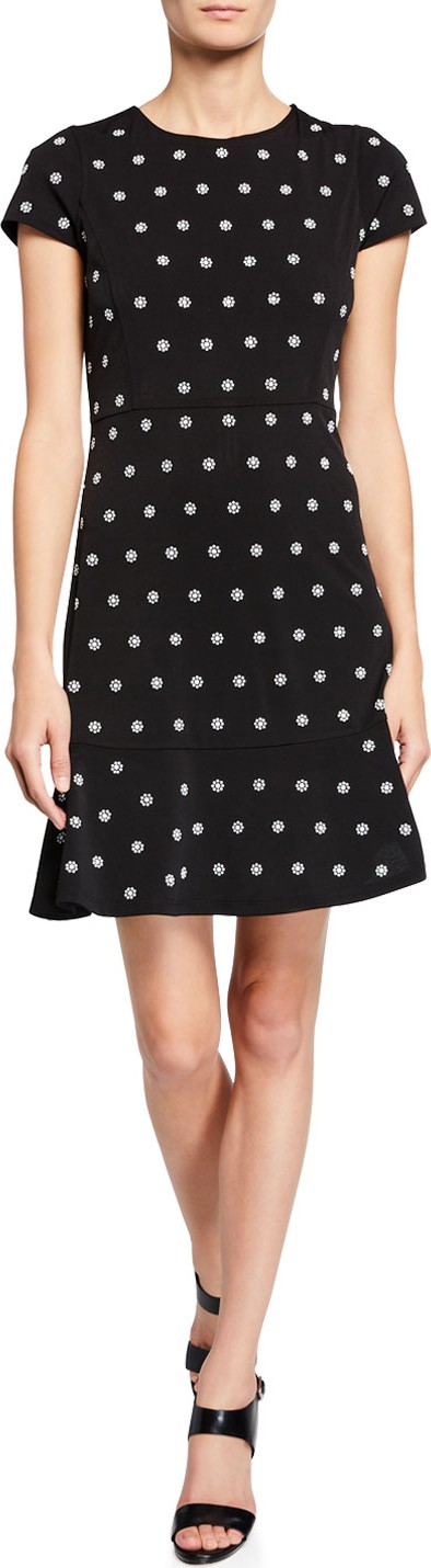 MICHAEL MICHAEL KORS Flower-Print Cap-Sleeve Dress with Stud Embellishments