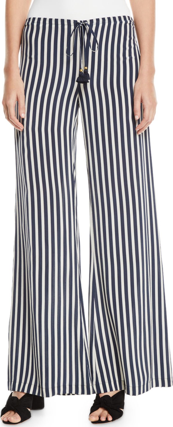 FIGUE Simone Candy Striped Silk Drawstring Pants