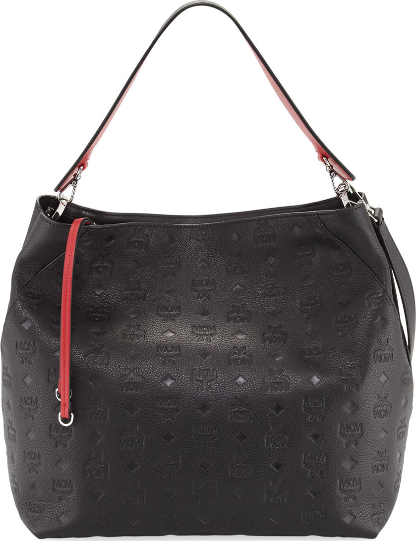 MCM Klara Monogrammed Leather Hobo Bag