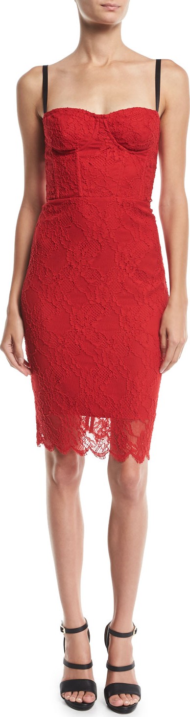 MILLY Sweetheart Italian Stretch Lace Dress