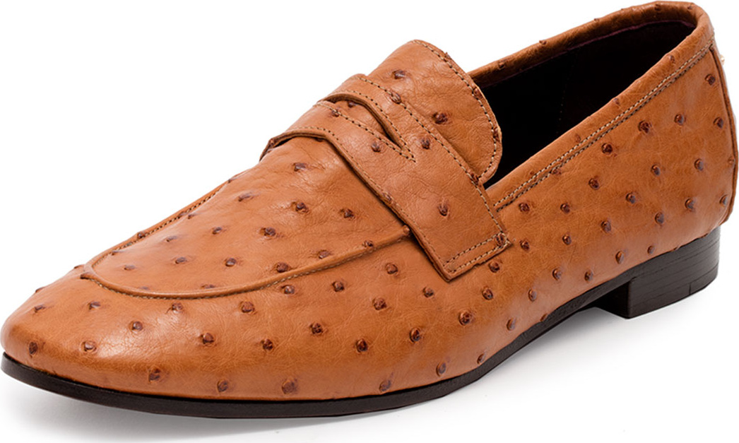Bougeotte Flaneur Ostrich Penny Loafers, Cognac