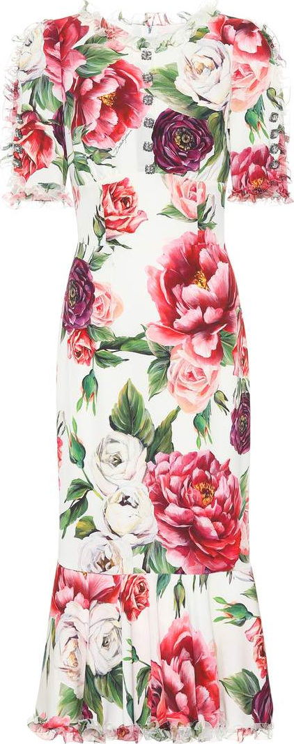 Dolce & Gabbana Embellished stretch silk dress