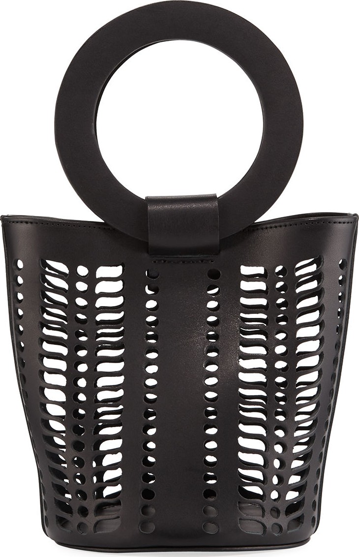Modern Weaving Mini Leather Cutout Bucket Bag