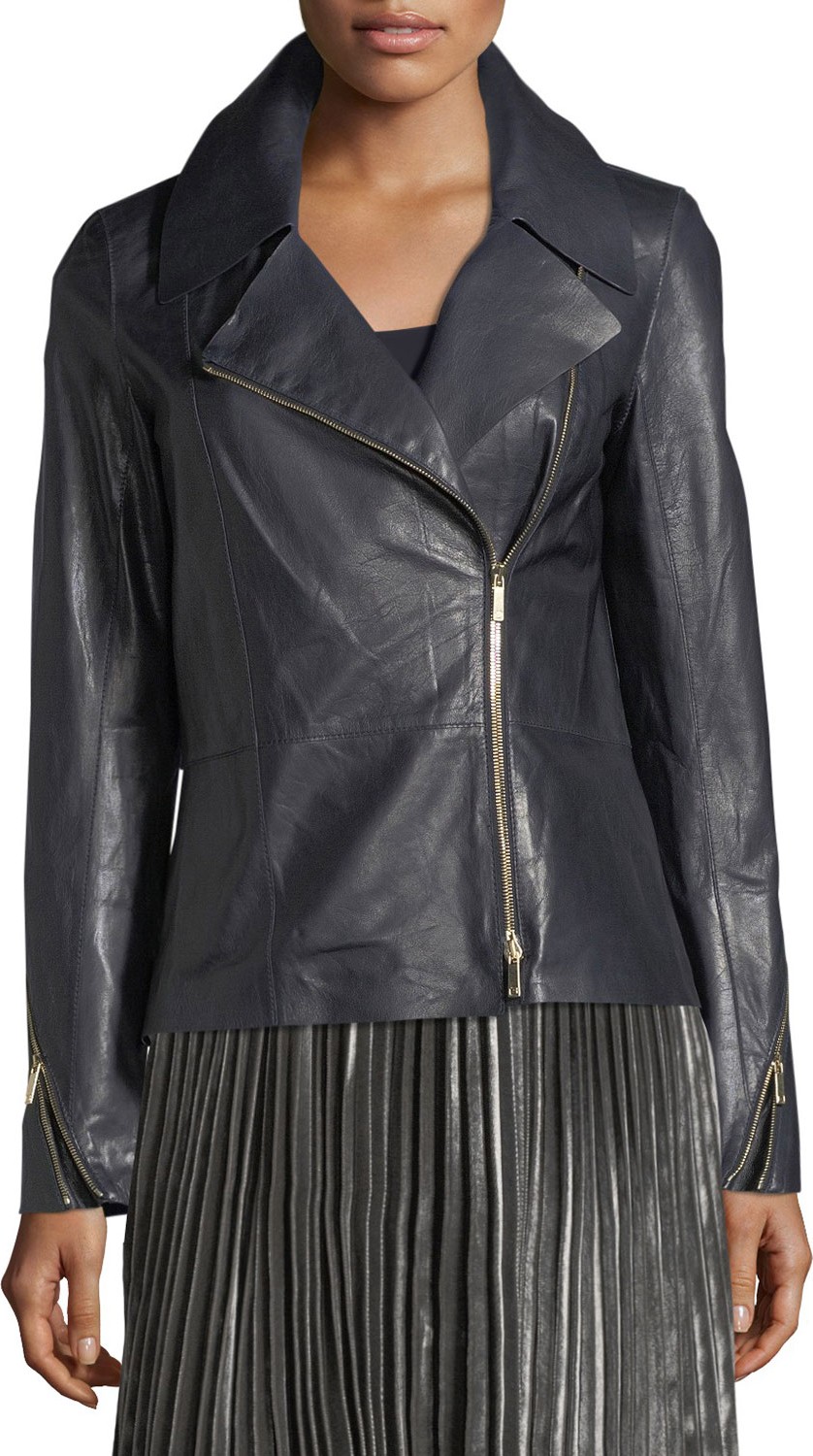 Lafayette 148 New York Kimbry Leather Moto Jacket
