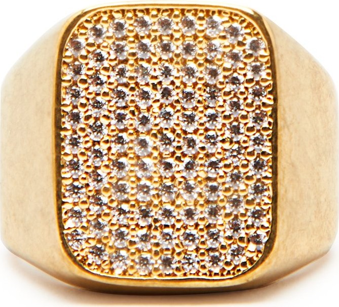 Balenciaga Pavé crystal signet ring