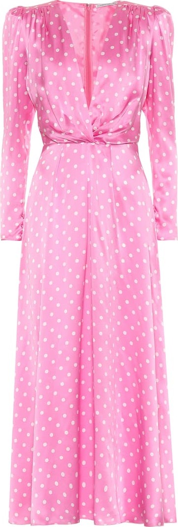 Alessandra Rich Polka-dot silk-satin midi dress