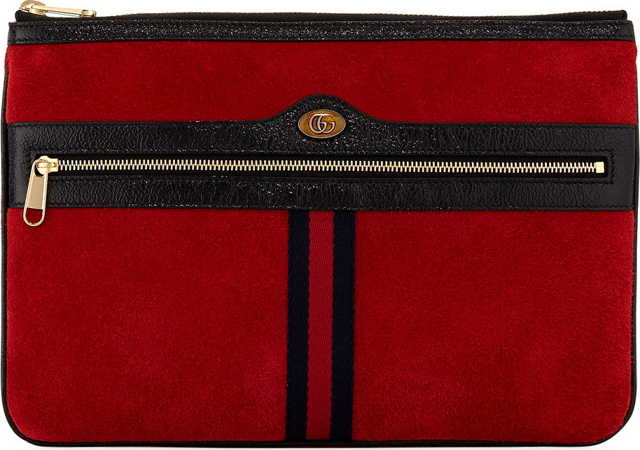 Gucci Ophidia Large Suede Zip Pouch Bag