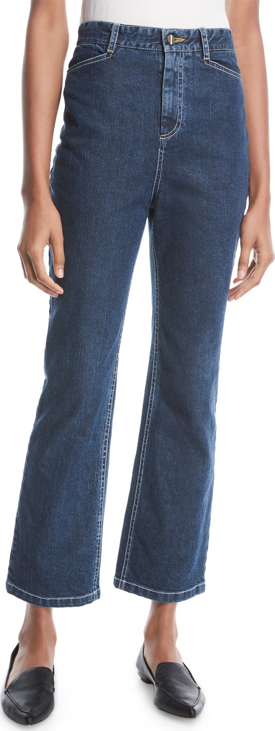 Rosetta Getty High-Waist Skinny Flare Cropped Jeans