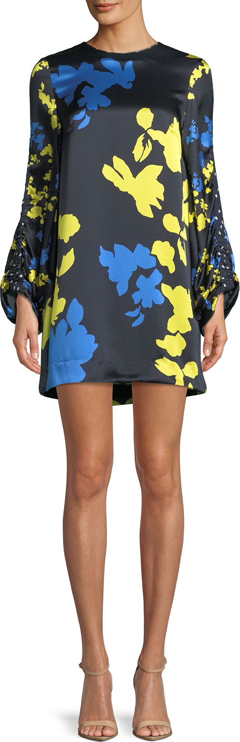 Tanya Taylor Florence Camo Printed Silk Mini Dress
