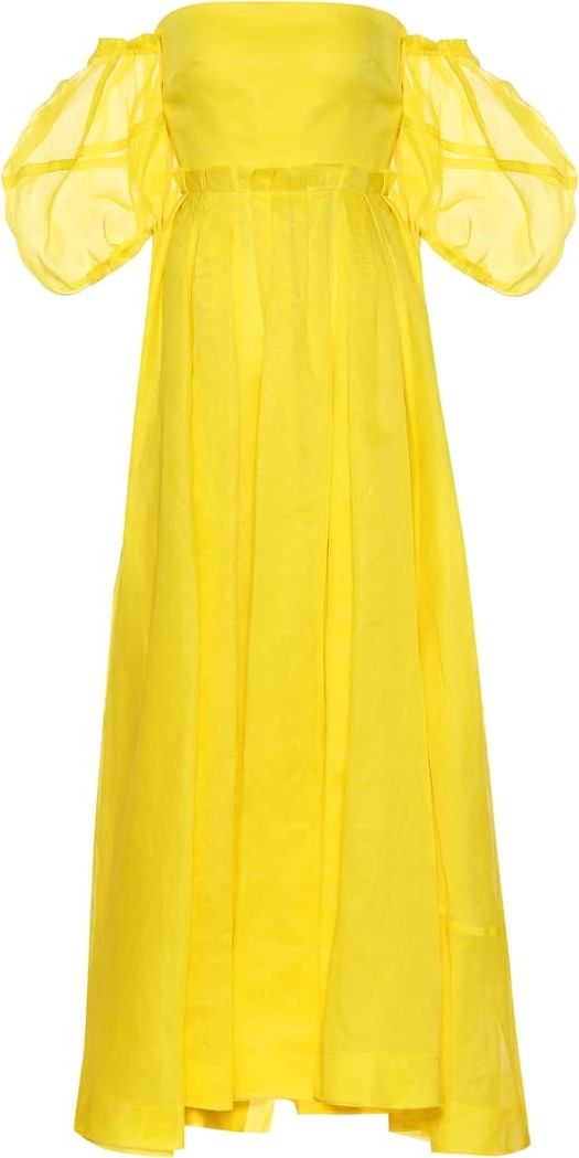 LOEWE Leather-trimmed georgette dress