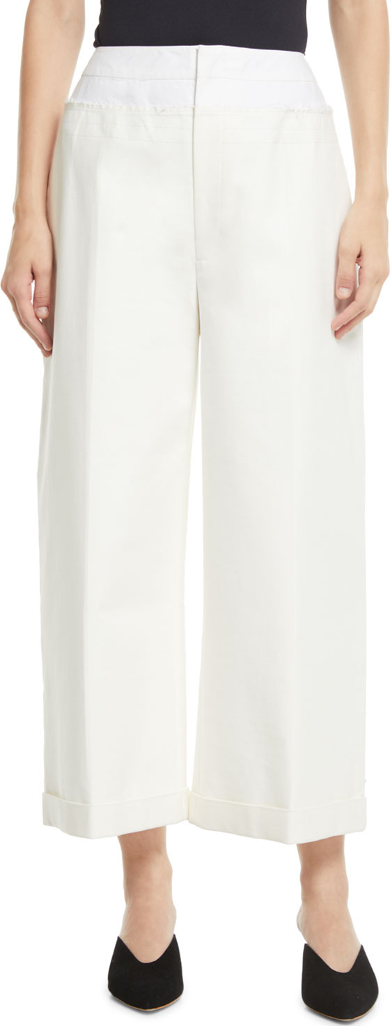 Rejina Pyo Tate Wide-Leg Cotton-Blend Cropped Trousers