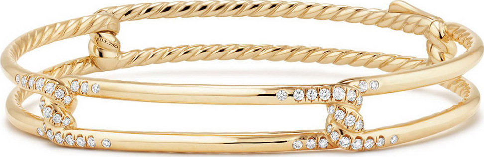 David Yurman 9mm Continuance 18K Gold Bracelet with Diamonds, Size M