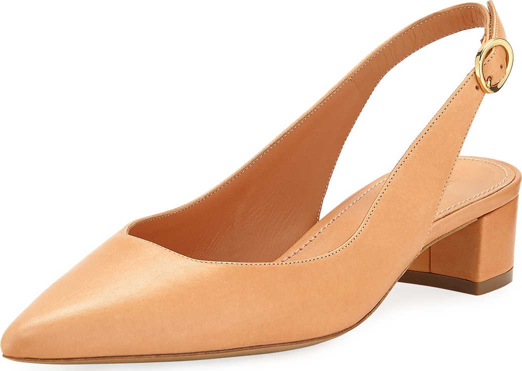 Mansur Gavriel Low-Heel Napa Leather Slingback Pump