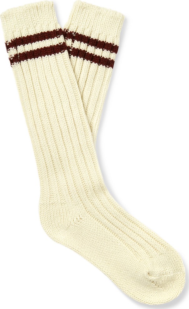 The Elder Statesman Yosemite Ribbed Striped Cashmere Socks