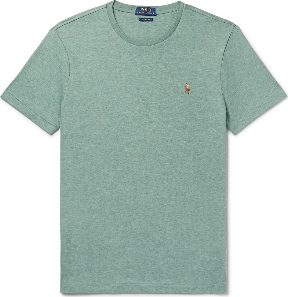 Polo Ralph Lauren Slim-Fit Logo-Embroidered Mélange Cotton-Jersey T-Shirt