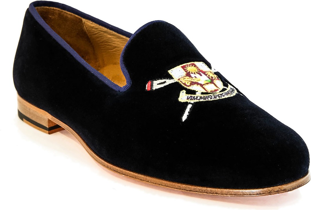 Romero + McPaul Men's Rowing Club Embroidered Velvet Loafers