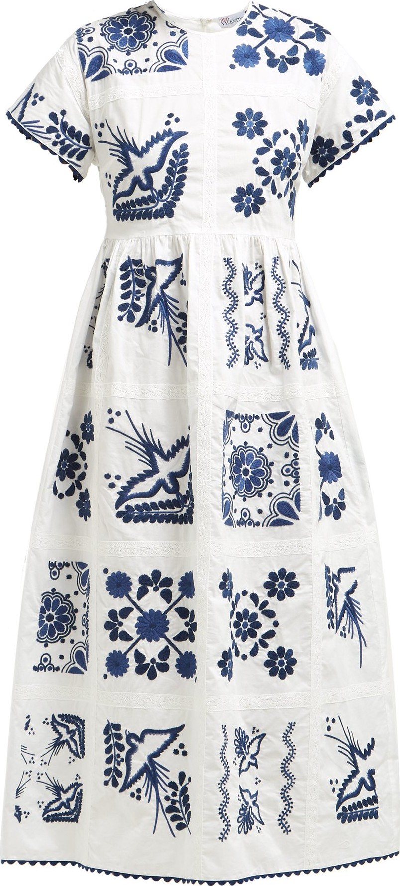 RED Valentino Floral-embroidered cotton dress