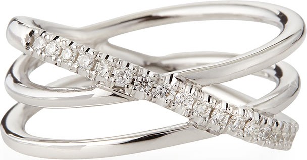 Roberto Coin 18k White Gold Diamond Crisscross Ring