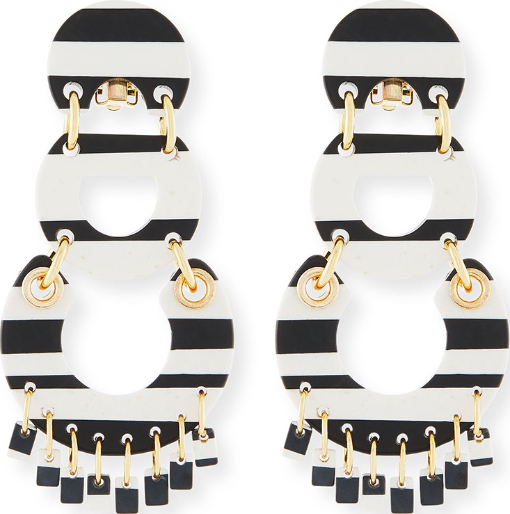 Lele Sadoughi Piñata Striped Three-Drop Earrings