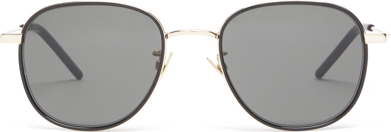 Saint Laurent Enamelled-rim round metal sunglasses