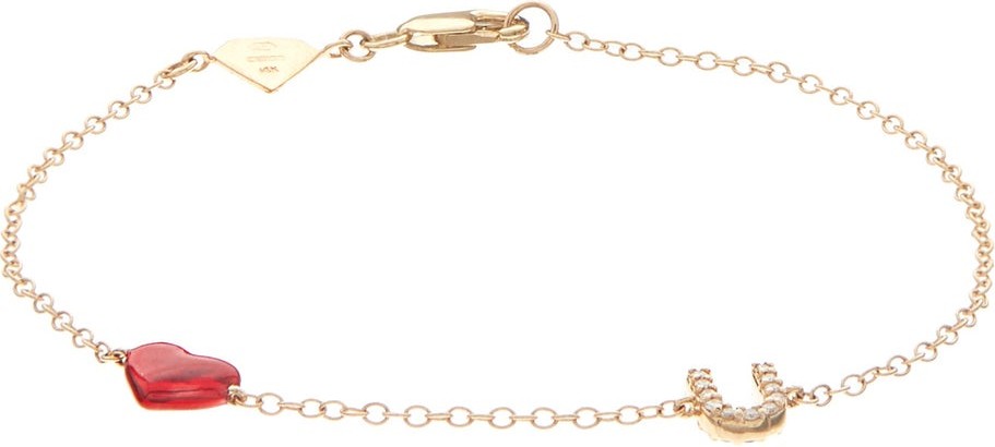 Alison Lou Love U diamond & gold charm bracelet