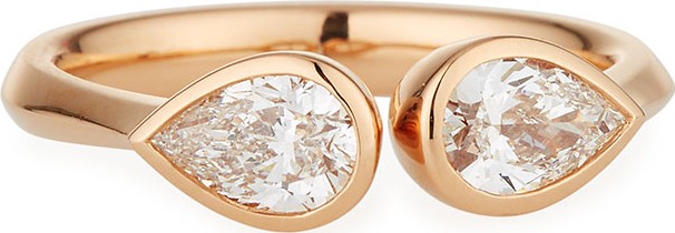 Memoire Pear-Shaped Diamond Duo Open Ring in 18K Rose Gold