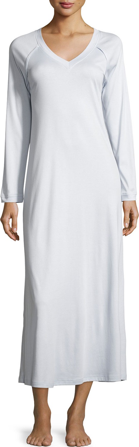 Hanro Pure Essence Long-Sleeve Long Nightgown