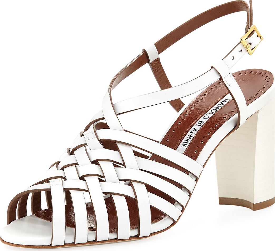 Manolo Blahnik Edita 90mm Woven Sandals