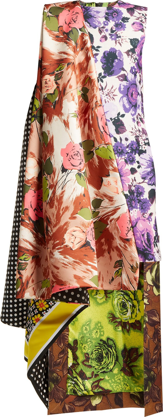Richard Quinn Asymmetric printed satin dress