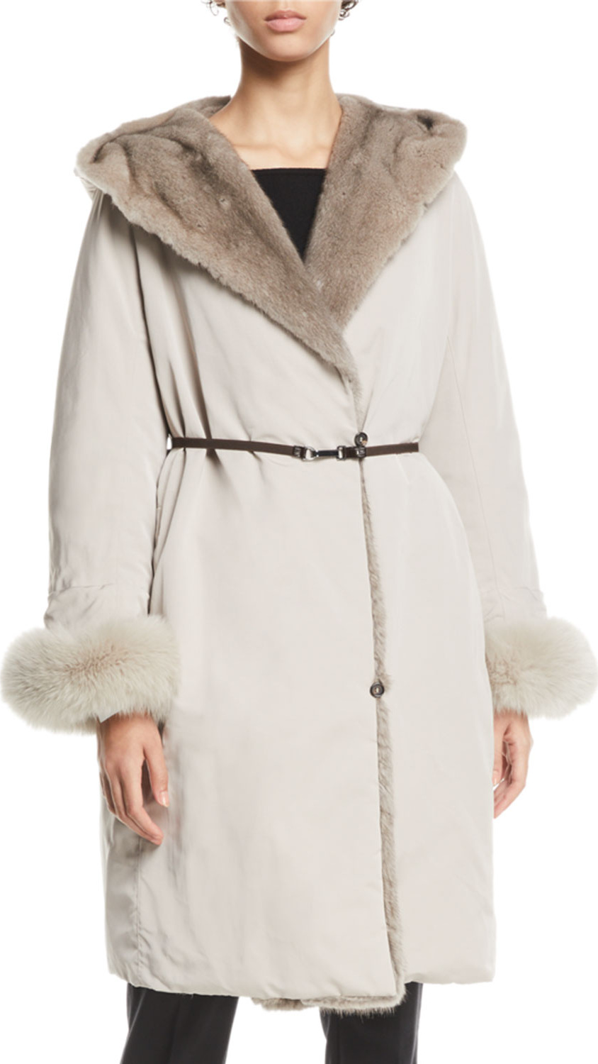Max Mara Urbaniv Reversible Down & Fur Coat
